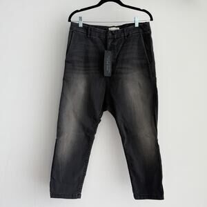 Nili Lotan Pants Womens 29 Gray Jackson Jean Drop Crotch Smoke Wash Baggy Crop